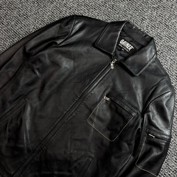 GAINER 오리지날 램스킨 스티치 레더 트러커 자켓 블랙 1461