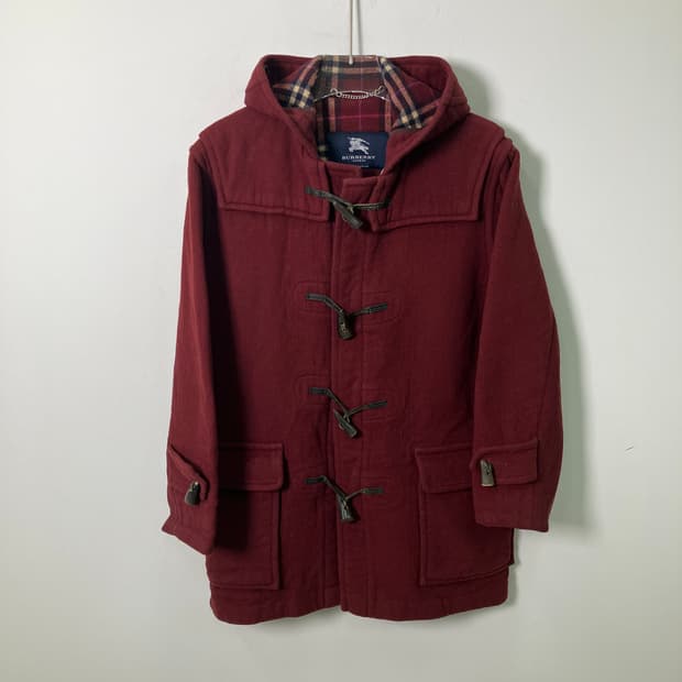 버버리 런던 버건디 울 더플 코트 