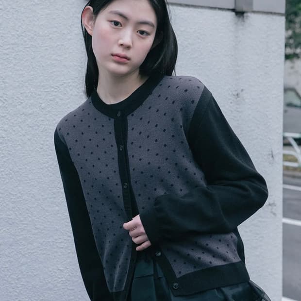 오헤시오 도트 가디건 dot two tone cardigan