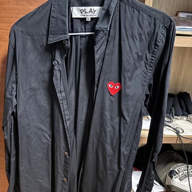 꼼데가르송 플레이라인 블랙 셔츠 M