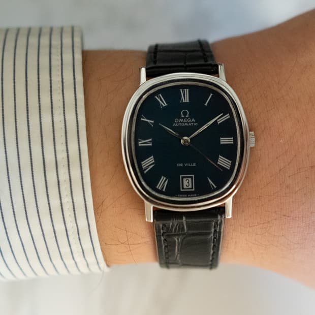 오메가 드빌 엘립스 네이비 오토매틱 빈티지 시계