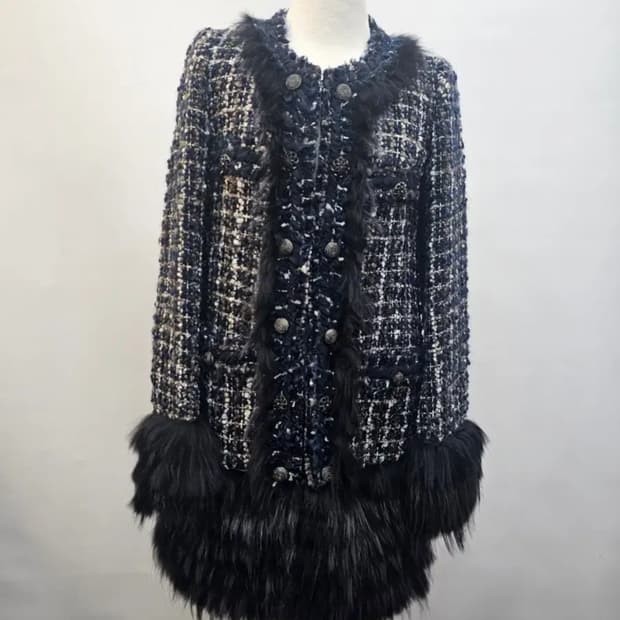 한섬 오즈세컨  너쿠리퍼 트리밍 트위드쟈켓 55