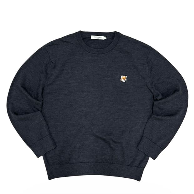 메종키츠네 폭스헤드 차콜 울 니트(2XL)