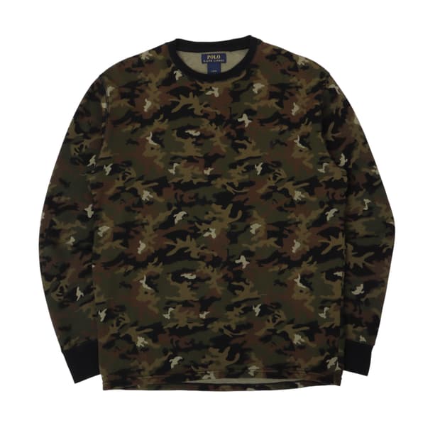 폴로 랄프로렌 카키 카모플라쥬 와플 롱슬리브