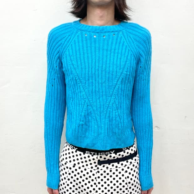 Aqua Blue Punching Knit 