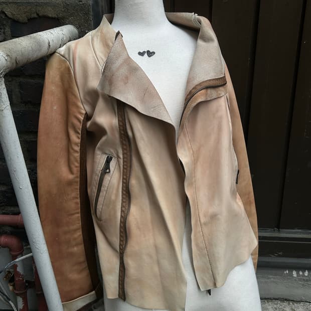 2000s VTG Zara 드레이프 가죽 자켓