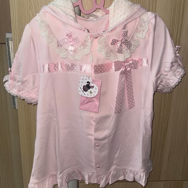 로리타 양산형 토끼귀 핑크 탈부착 후드 s