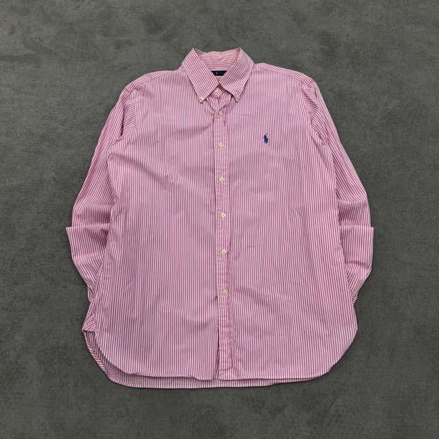 100 폴로 랄프로렌 스트라이프 셔츠 분홍색