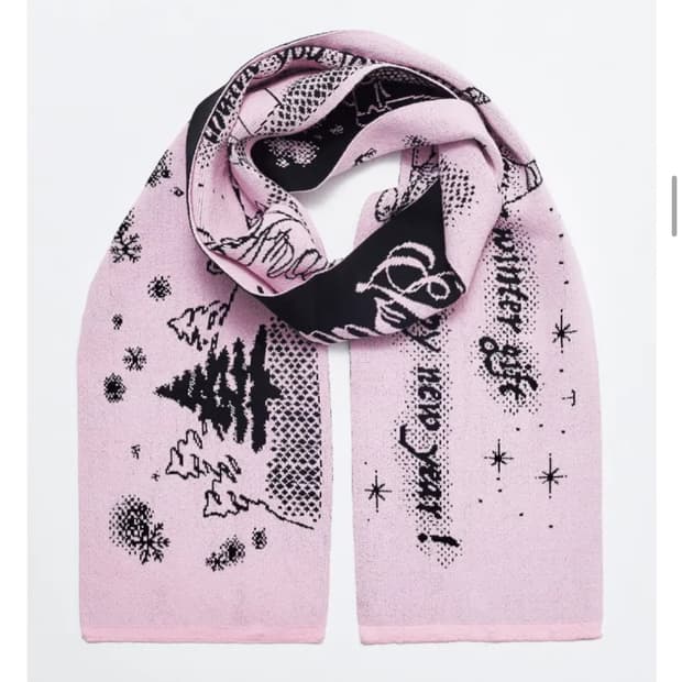 프래그팜 윈터 그래픽 머플러 목도리 핑크 / 히메갸루 라떼갸루 로걀 갸루