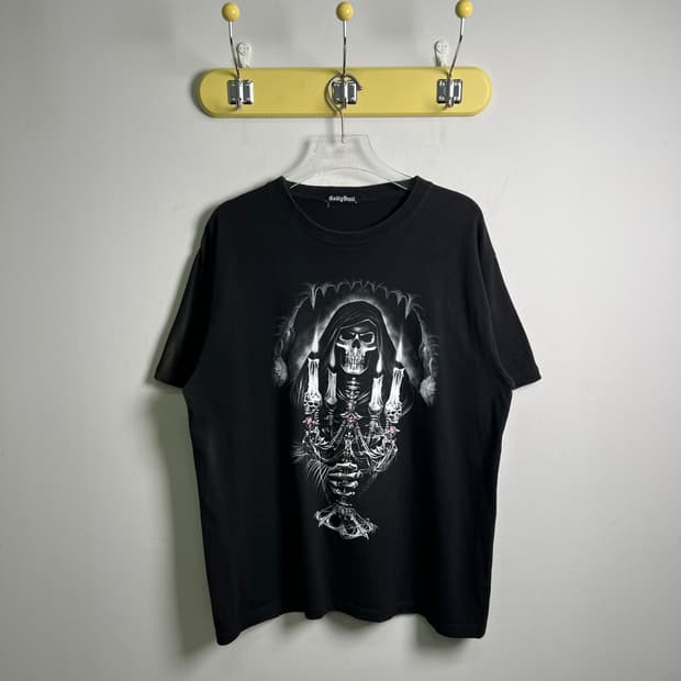 jpn vtg 빈티지 고딕 오컬트 스컬 프린팅 반팔 티셔츠 L