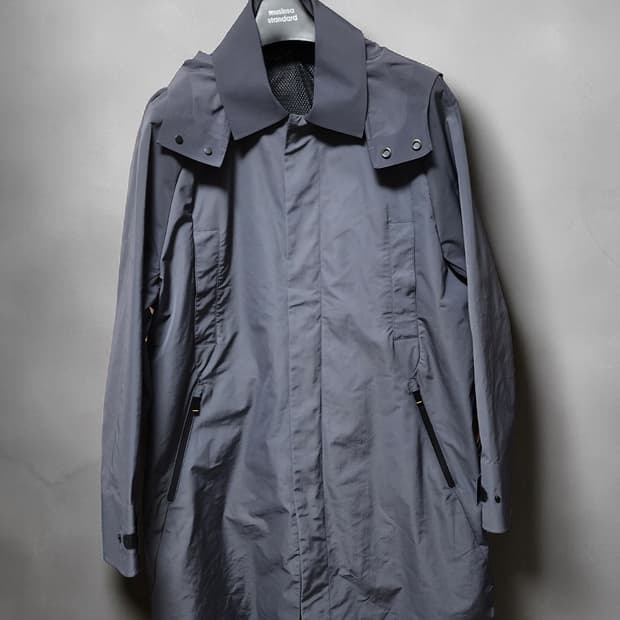 SIEG 하이넥 후드 심플 방수 코트 그레이