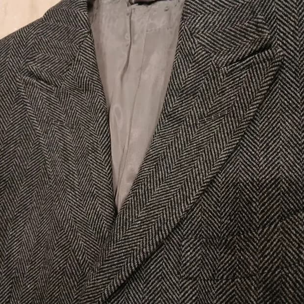 TOM FORD WOOL HARRINGBONE SINGLE COAT