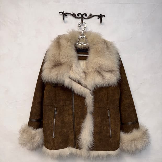 Sisley brown fox fur double buckle 무스탕