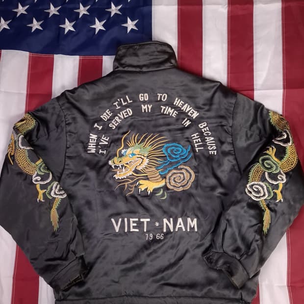 오리지날 90's 일본판 도그파이터 베트남전 리버서블 스카잔