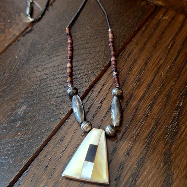 🇺🇸네이티브 아메리칸 실버 자개 은 목걸이