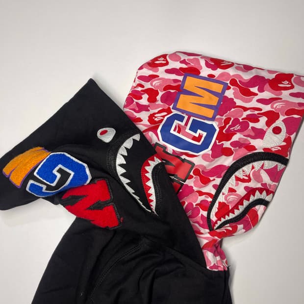 베이프 샤크 후드집업 핑크 카모 M