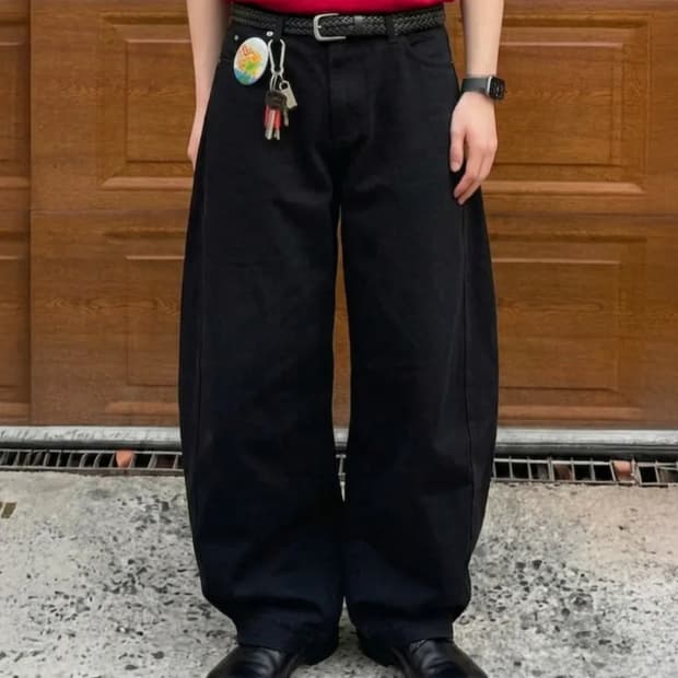 르아르 에브리데이 커브드 데님 팬츠 L