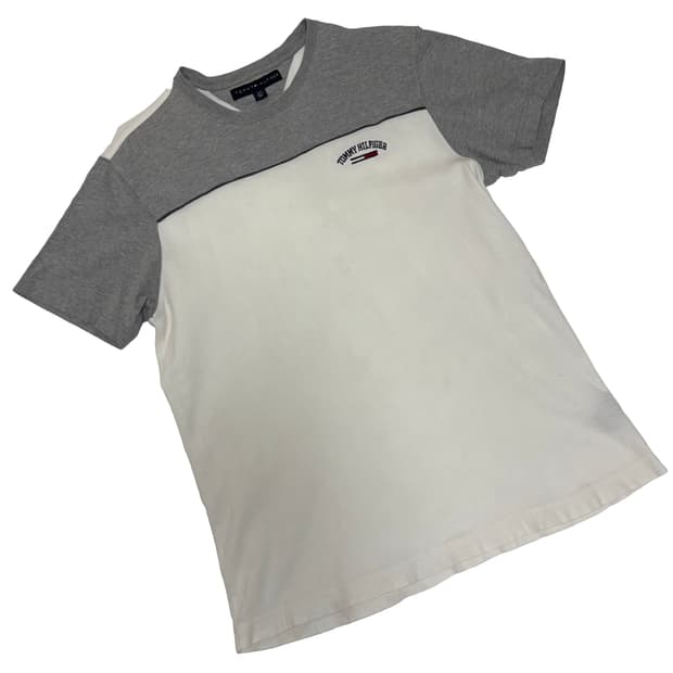 타미힐피거 자수 로고 배색 티셔츠