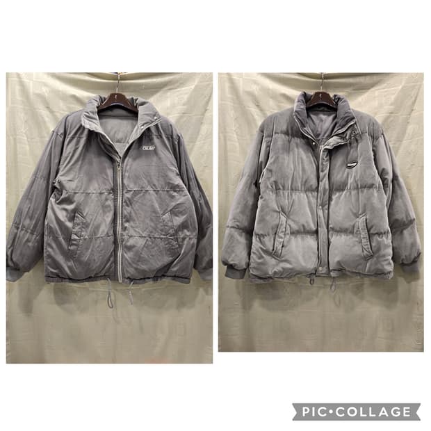 CRUMP 크럼프 양면 벨벳 패딩 점퍼 회색 100