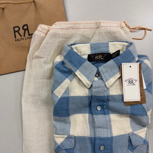 RRL 더블알엘 슬림핏 플래드 트윌 웨스턴 셔츠 L 새상품