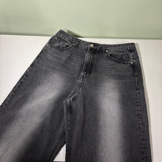 L 세터 흑청 세미와이드 워싱 데님팬츠