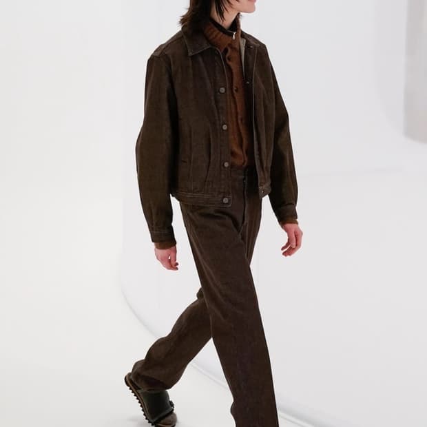 [30]오라리 21fw 하드 트위스트 와이드 데님 브라운