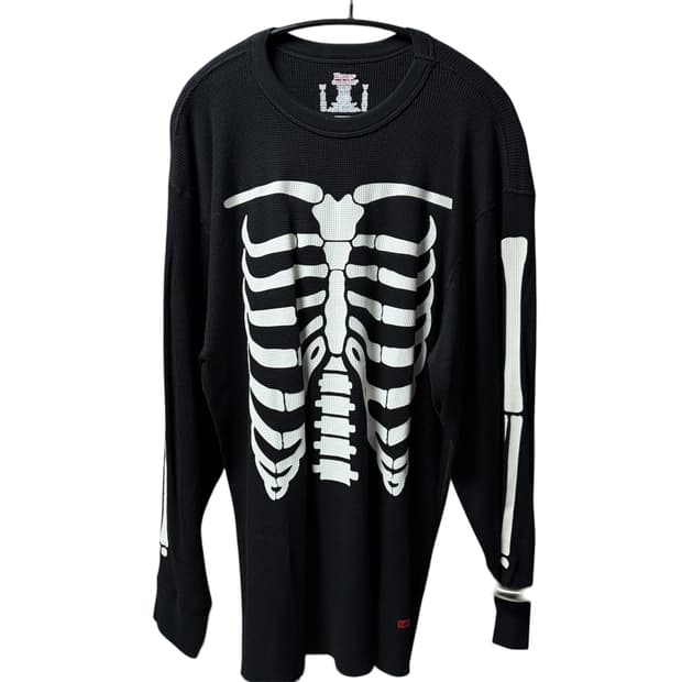 슈프림 헤인즈 본즈 써멀 크루 블랙 XL