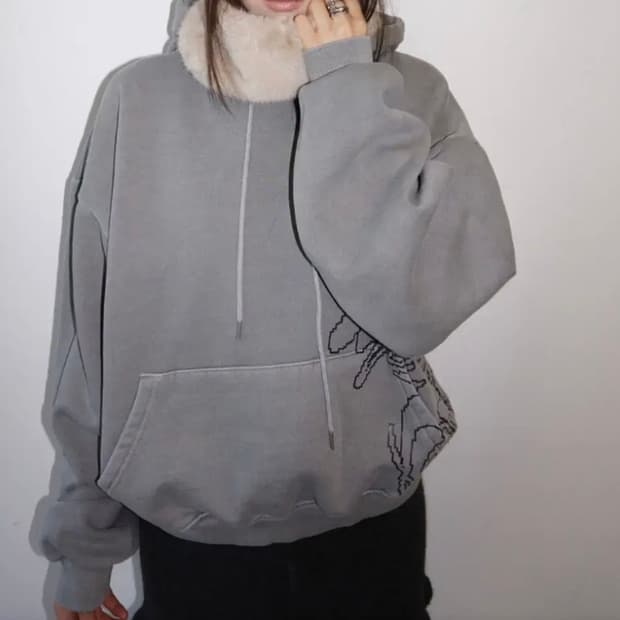 Besensai b3shop washed print hood 그레이 후드