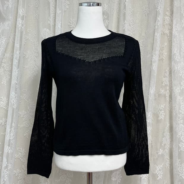 66) 한섬 오즈세컨 시스루 니트 블랙