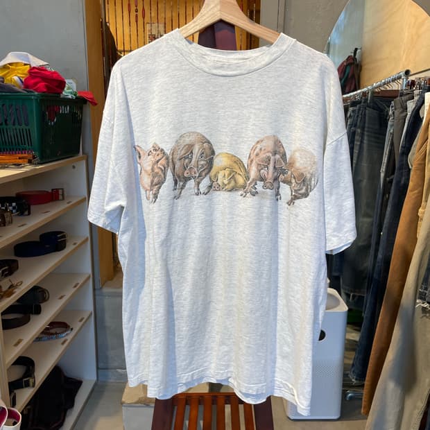 90s 오네이타 Pig 티셔츠 싱글스티치