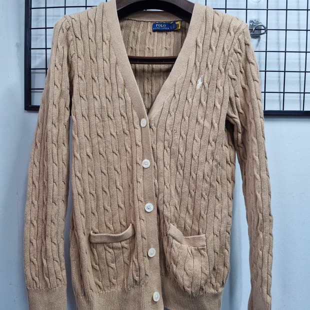 100L/77 폴로랄프로렌 케이블 니트 가디건 베이지