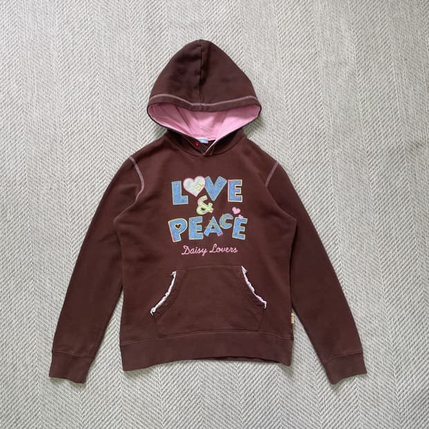 빈티지 love peace 브라운 후드집업