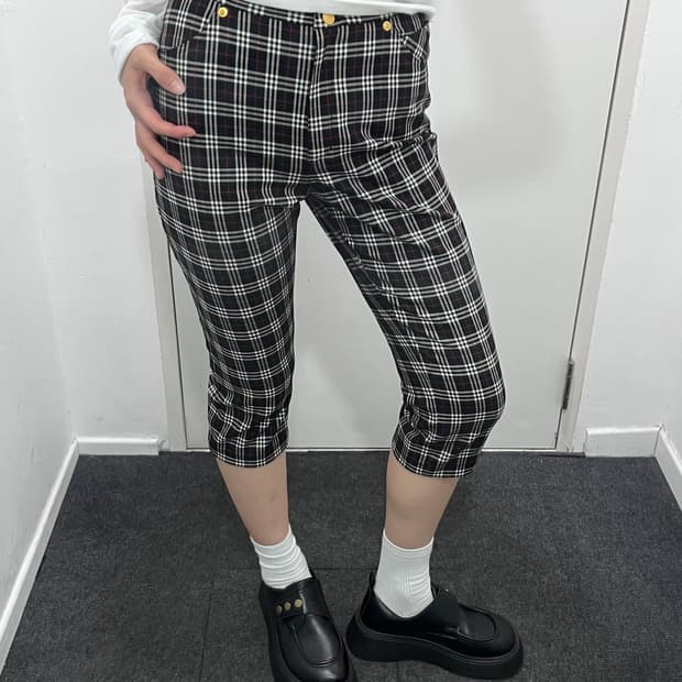 버버리 블랙 노바체크 카프리 팬츠 바지