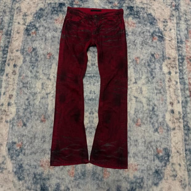 Fuga 00s archive red coating flare denim