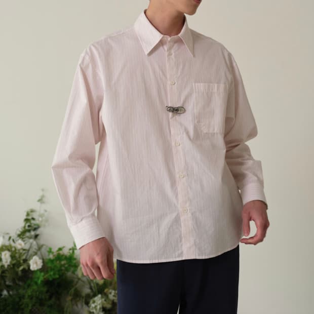 (오늘만급처)웨이비니스 오리가미 셔츠 핑크 스트라이프 2 새상품