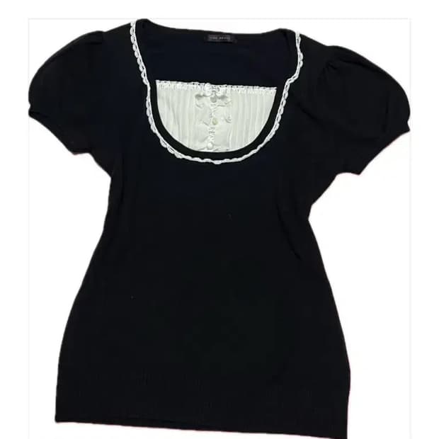 빈티지 리본 로걀탑 공겜여주 반팔티