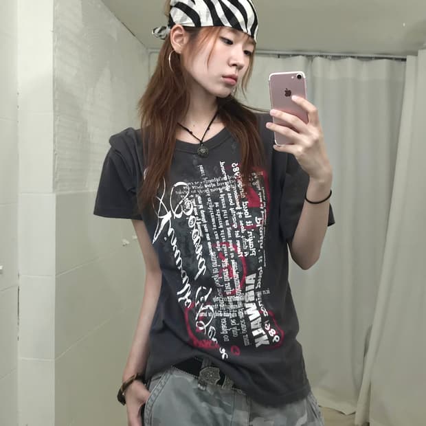 에어워크 펑크 프린팅 반팔 티셔츠
