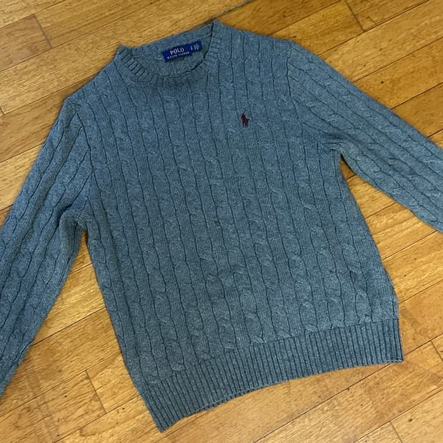 폴로 랄프로렌 케이블 니트 회색 S사이즈