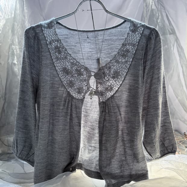 Two-button Floral Crochet Cardigan 0225