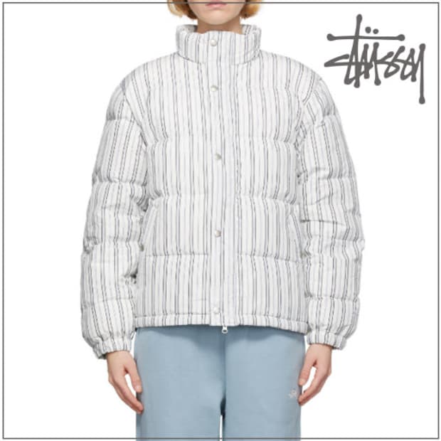 스투시 스트라이프 패딩 점퍼
