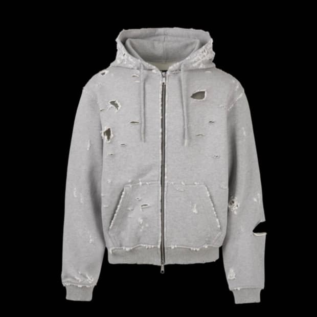 에모스탠스클럽 distressed hoodie zipup + 에코백