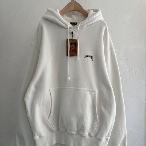 Stussy 스투시 화이트 컬러 로고 후드티