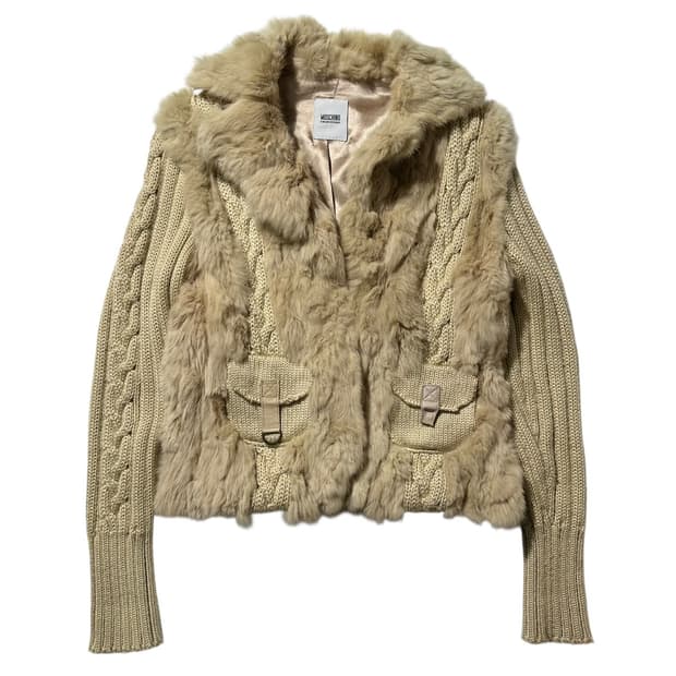 모스키노 케이블 니트 퍼 싱글 자켓