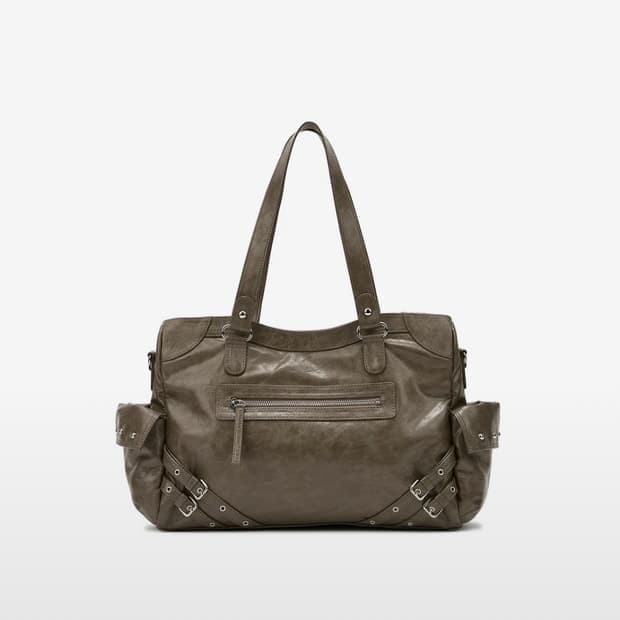 stud pocket big bag in khaki