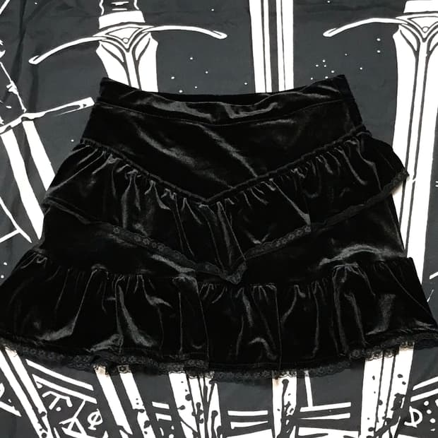 빈티지 펑크 갸루 벨벳 스커트