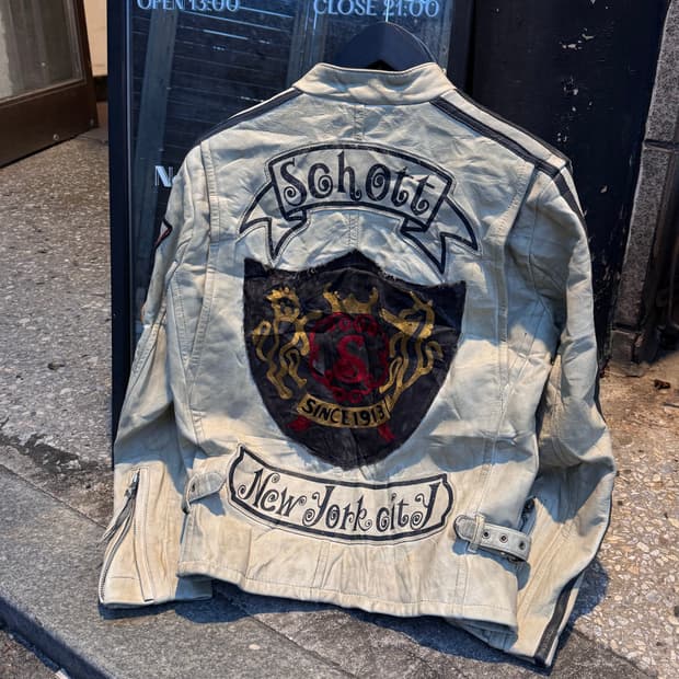 Schott 쇼트 패치 모터사이클 카우하이드 가죽자켓 