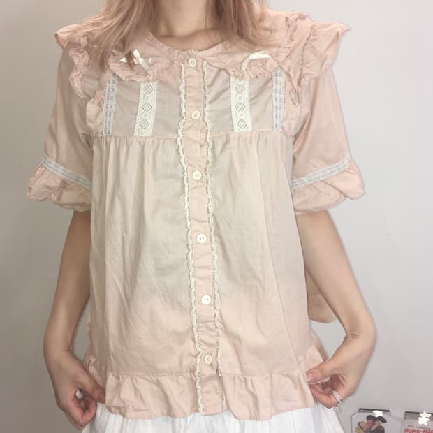 jpn vintage 모리 울랄라 프릴 블라우스