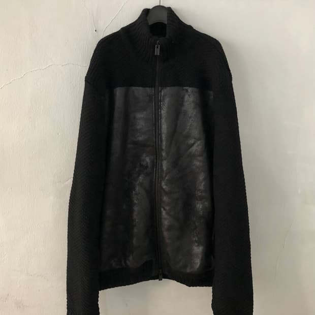 Armani Leather Knit Zip Up