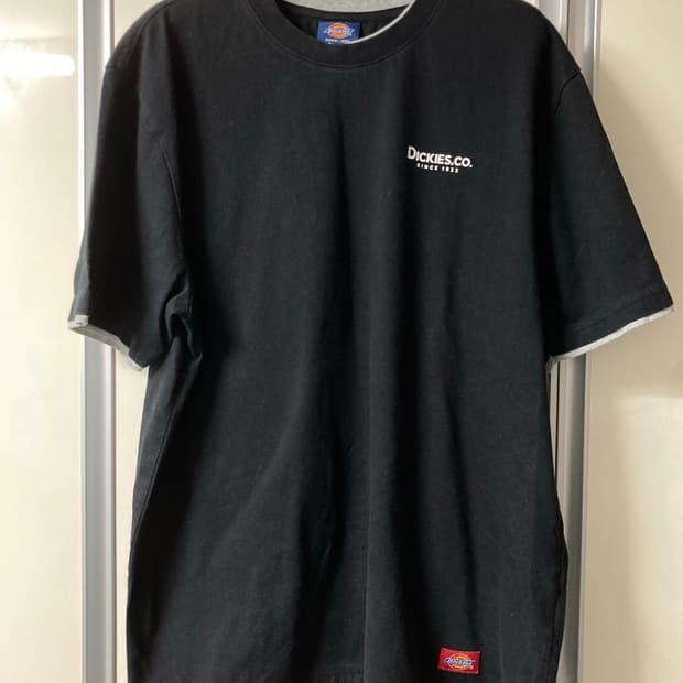 디키즈 로고 레이어드 반팔 블랙 XL