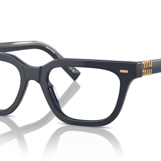 MiuMiu 로고 템플 스퀘어 안경